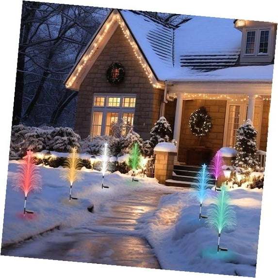 ANYWAY.GO 7-Color Solar Christmas Tree Stake Lights (4 Pack), Lifelike ...
