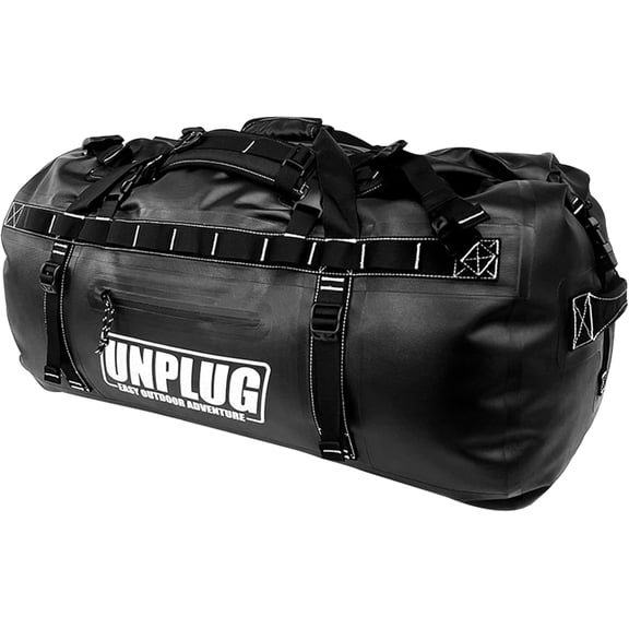 UNPLUG Waterproof Dry Duffel Bag 110L, Heavy Duty 1680D Large Travel Bag for Camping, Boating, Motorcycling and Hunting, BlackOps