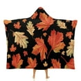 ANYWAY.GO Arctic velvet Hooded Blanket Pattern Fall Maple Leaves