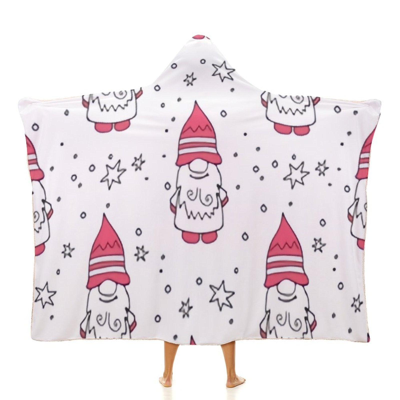ANYWAY.GO Arctic velvet Hooded Blanket Style Cute Little Gnome Hooded