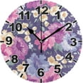 ANYWAY.GO Beautiful Floral Pattern Round Wall Clock, Battery Operated
