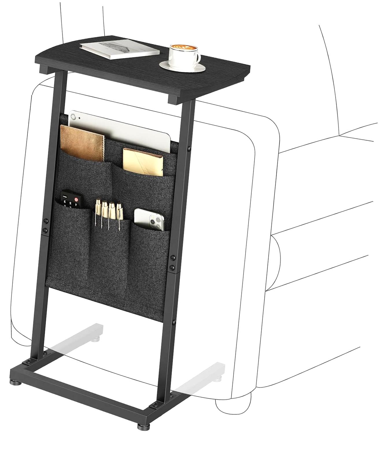 ANYWAY.GO C-Shaped End Table Featuring Storage Pouch, 28.3" in Height ...