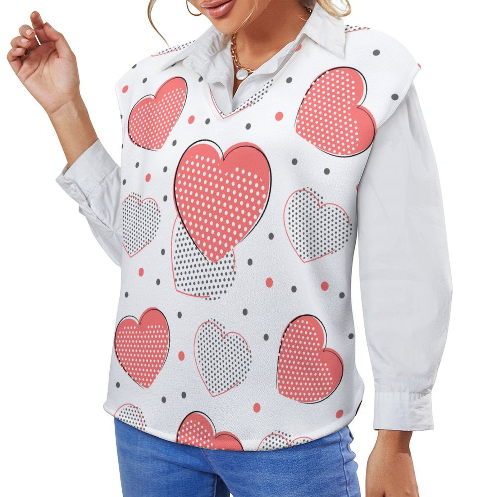 ANYWAY.GO Casual Vneck sweater women's vest Happy Valentines Day Card