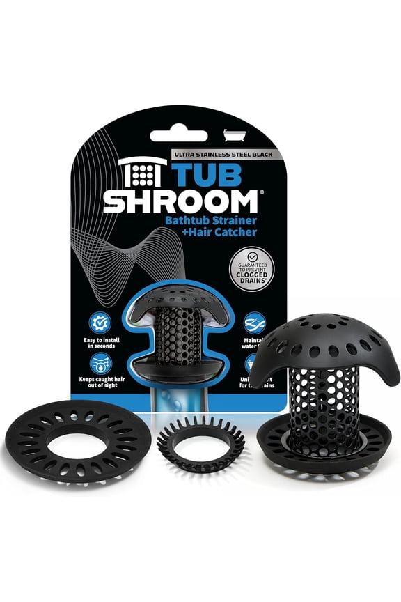 Ultra Tub & Shower Drain Protector Hair Catcher, Matte Black Universal Fit