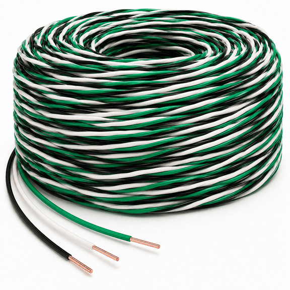 12 AWG THHN Twisted Solid Copper Wire 3 Conductors (Black White Green) PVC/Nylon Jacket - 200Ft