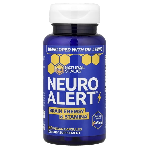 NATURAL STACKS NeuroAlert - 200mg Paraxanthine Energy Supplement - Caffeine Free Focus w/ 500mg L-Tyrosine & 100mg L-Theanine - 10mg NADH for Cellular Energy Support - 60 Paraxanthine Capsules