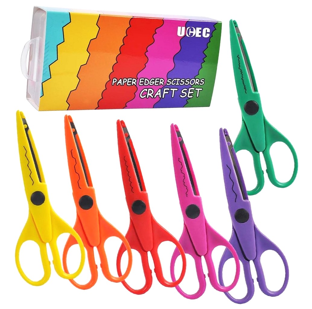 ANYWAY.GO Craft Scissors , 6 Pack Extended Pattern Scissors with ...