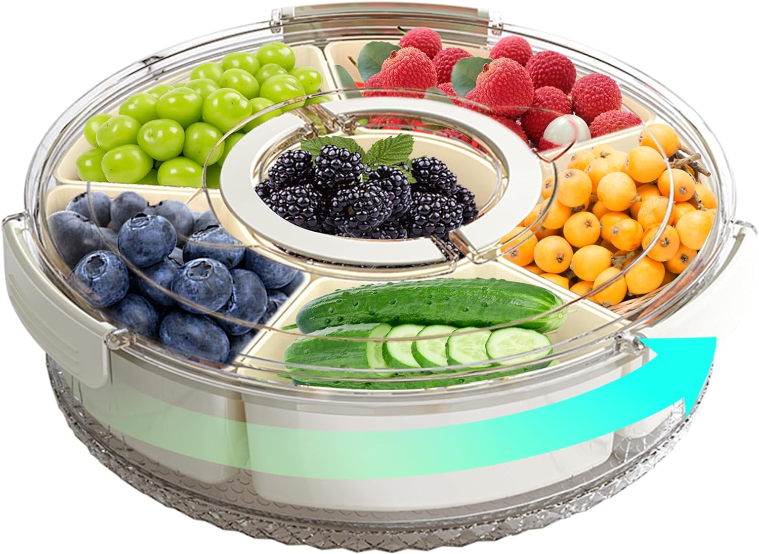 ANYWAY.GO Divided Rotating with Lid and Handle, Snackle Box for Snacks ...