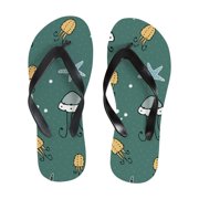 ANYWAY.GO Flip Flops Sandals for Women/Men, Soft Light Anti-Slip for Comfortable Walk, Suitable for House, Beach, Travel,Jellyfishes and Starfish, X-Large