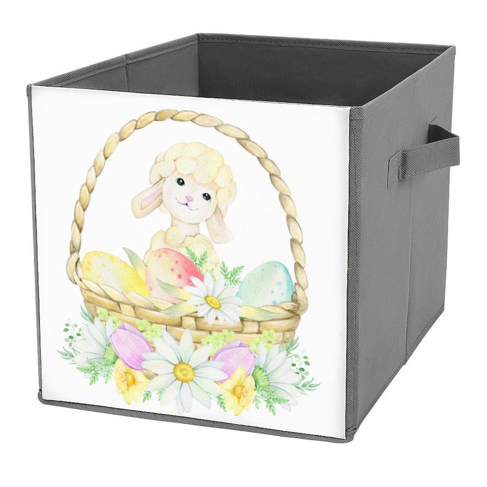 ANYWAY.GO Foldable Large Storage Box with Rope HandlesEaster Cute Lamb ...