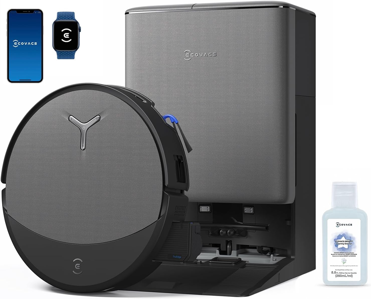 ECOVACS DEEBOT T90 PRO OMNI Robot Vacuum and Mop, 30,000Pa Suction, Instant Self-Cleaning OZMO Roller Mop