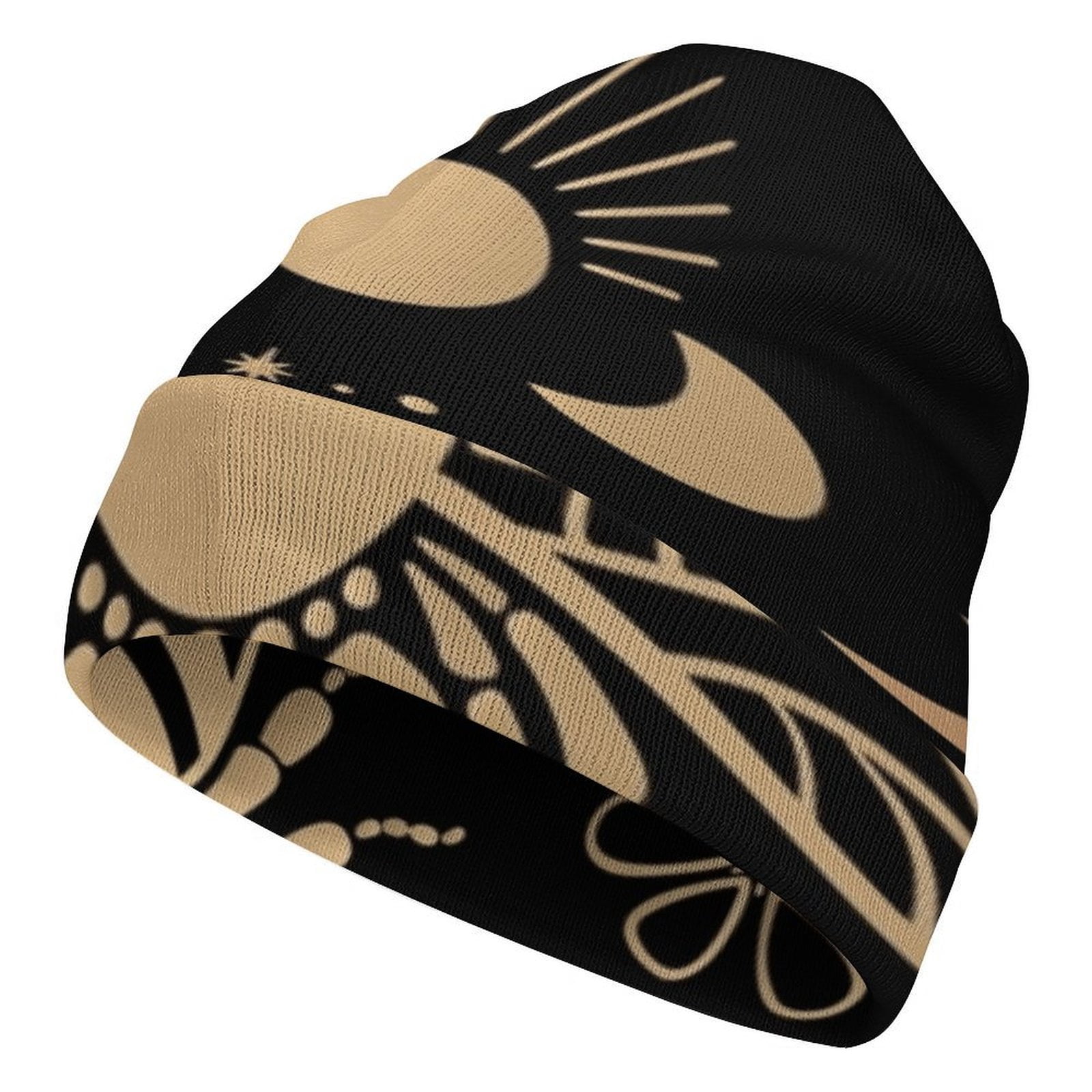 ANYWAY.GO Hat for Men Women Multicolor Golden Black Linear Cuffed Cap ...