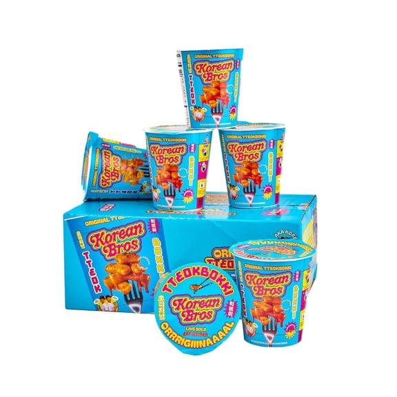 Korean Bros Original Tteokbokki Cups (6 Pack) - Instant Tteokbokki Rice Cakes, Korean Street-Style Snack or Meal