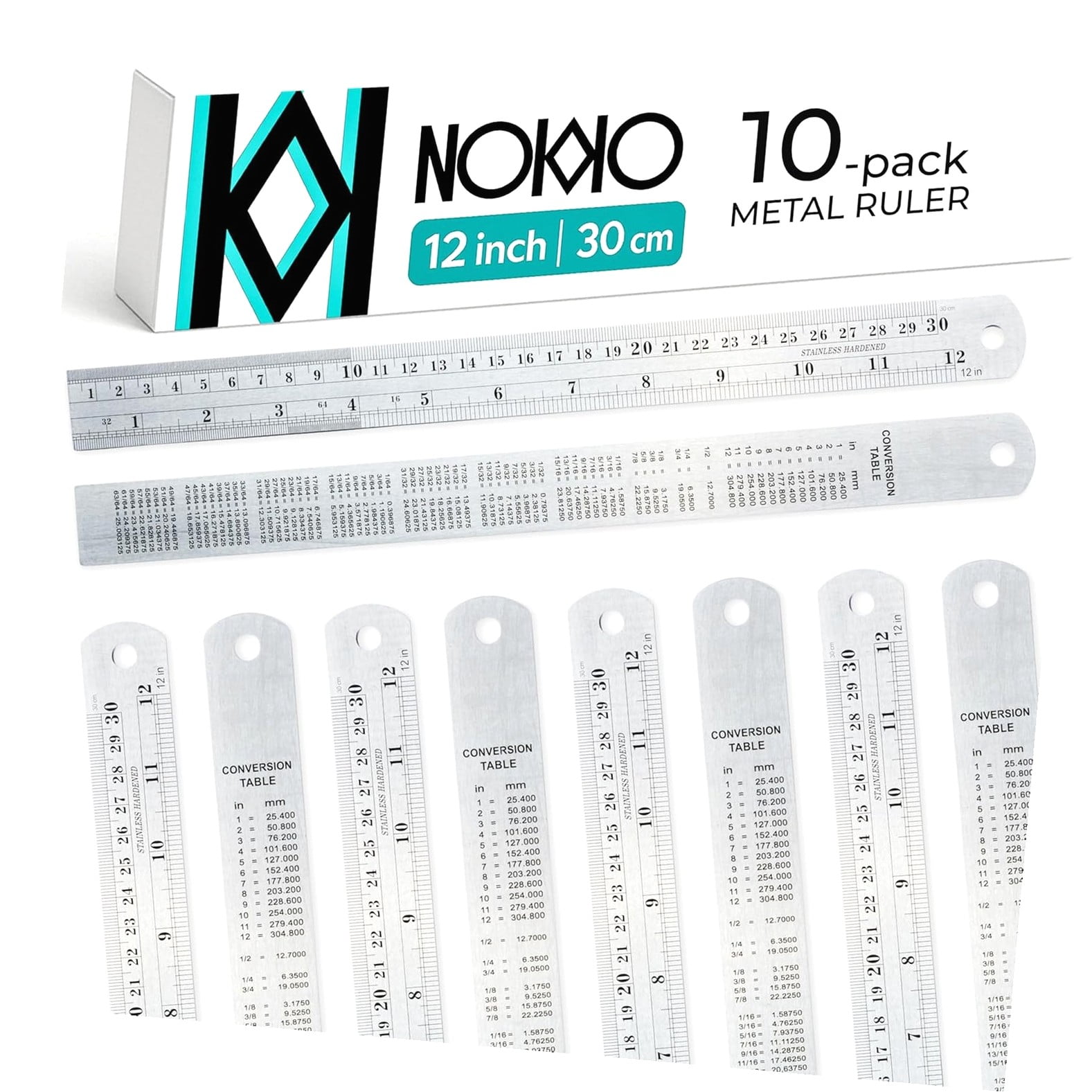 ANYWAY.GO Metal Ruler 12 Inch Pack of 10 Measuring Set of 12-Inch / 30 ...