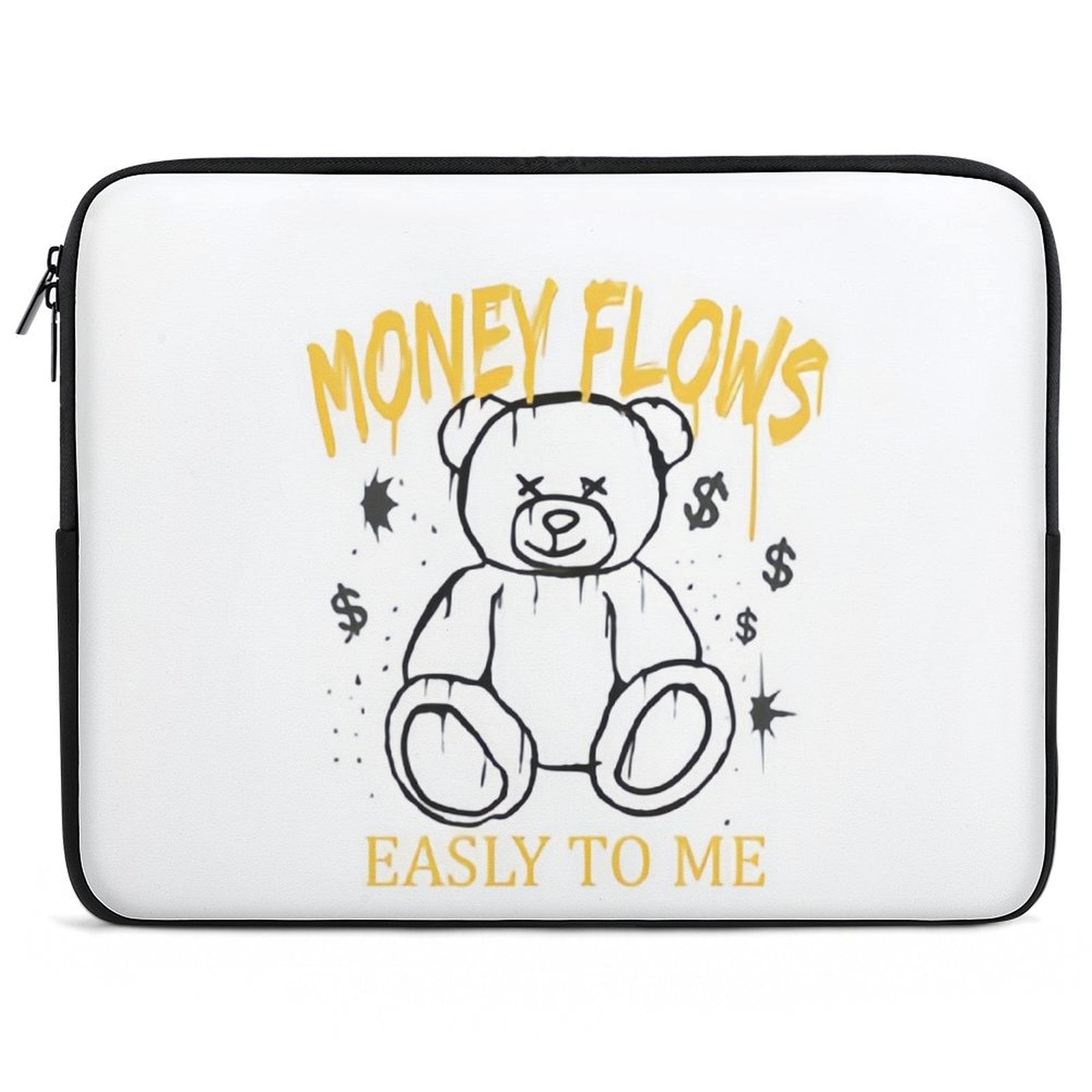 ANYWAY.GO Neoprene Notebook Computer Pocket CaseYellow Bear Hand Drawn