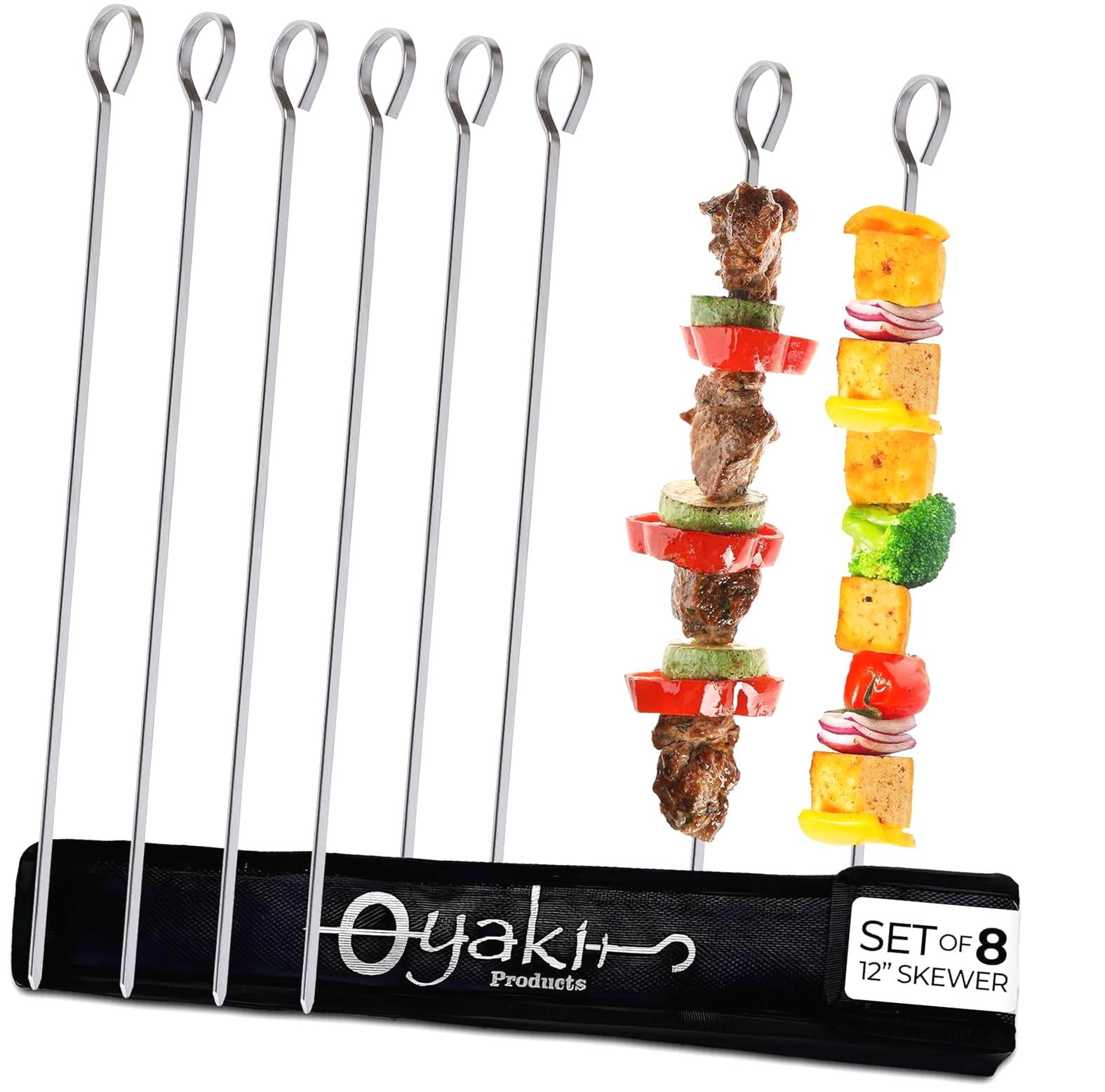 ANYWAY.GO O-Yaki Flat Metal Kabob Skewer for Grilling – 8-Piece BBQ ...