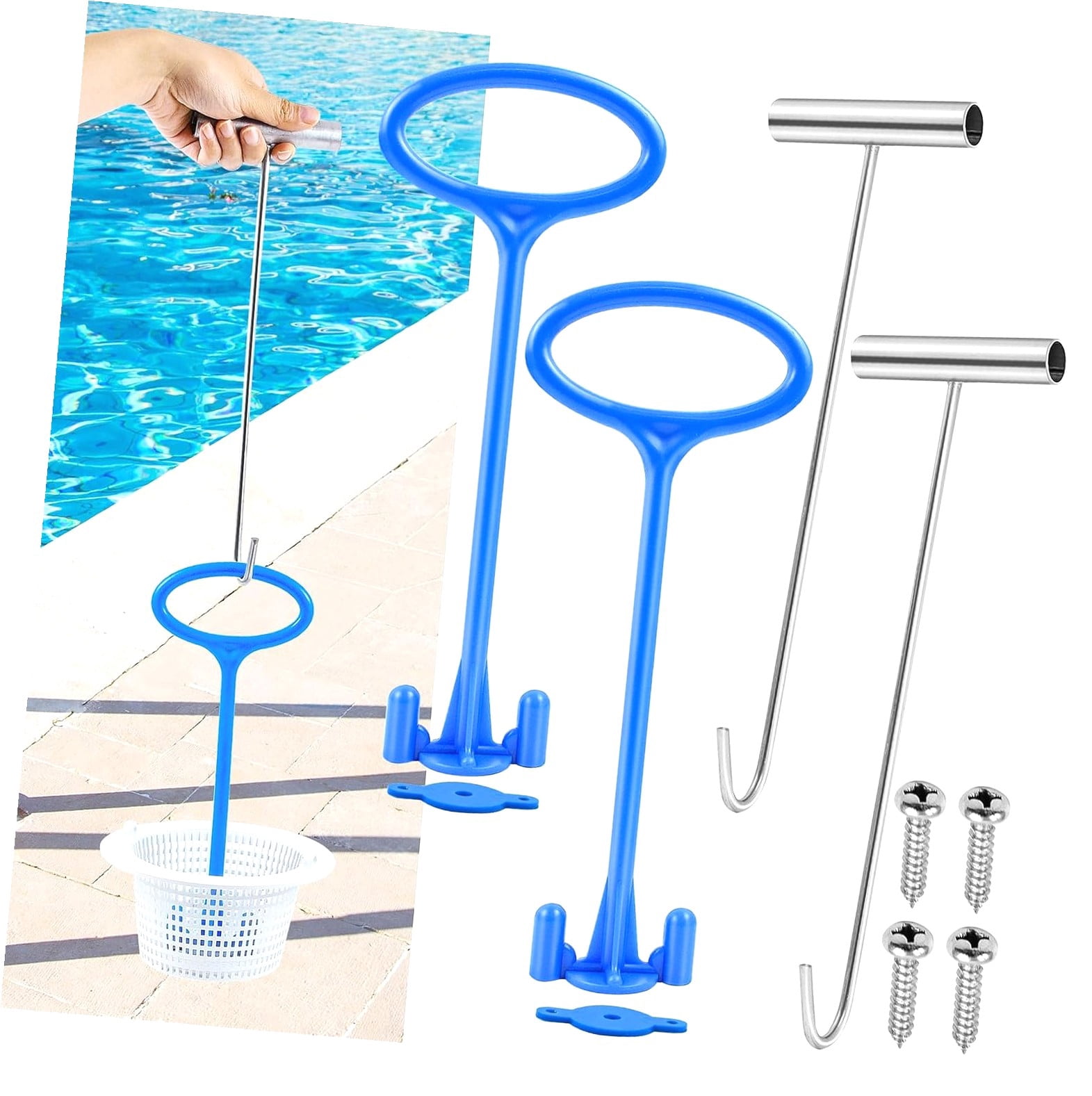 Pool Rake Handles ANYWAY.GO Skimmer Basket Handle, Swimming Pool Skimmer Basket Handle ...