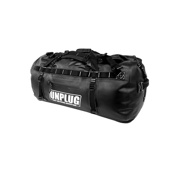 UNPLUG Waterproof Dry Duffel Bag 65L, Heavy Duty 1680D Large Travel Bag for Camping, Boating, Motorcycling and Hunting, BlackOps
