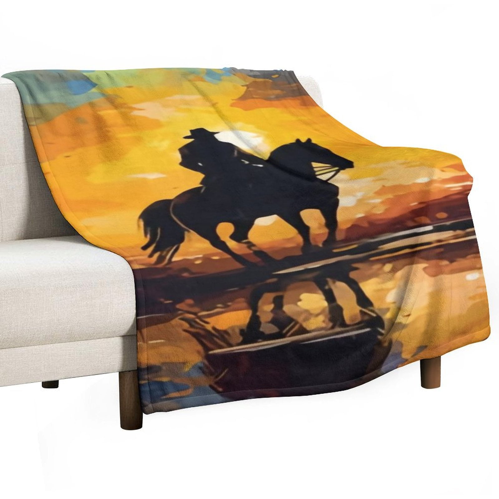 ANYWAY.GO Super Soft Flannel Cozy Blankets for Adults，Equestrian