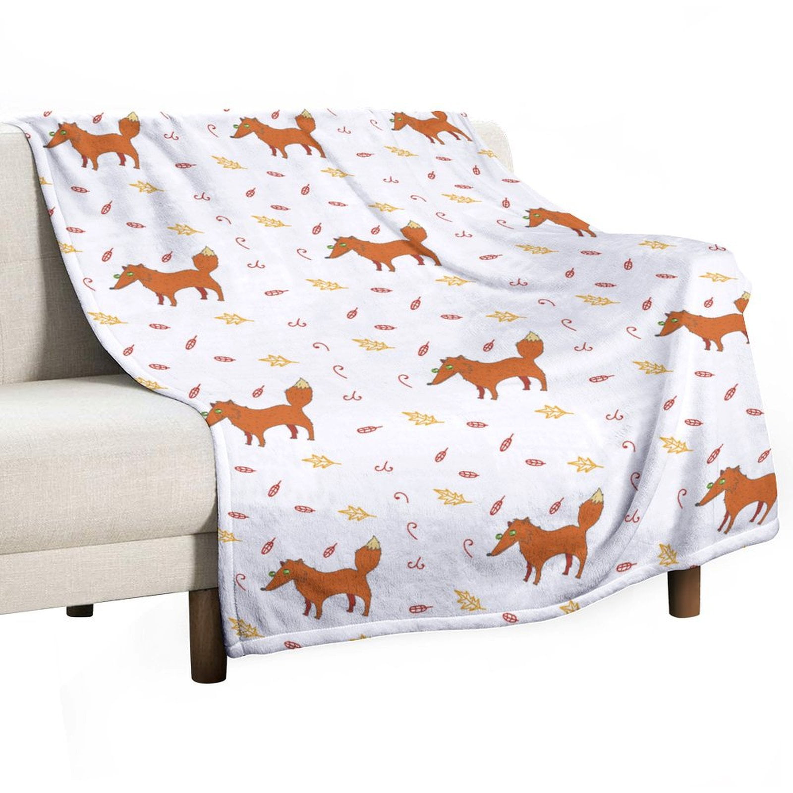 ANYWAY.GO Super Soft Flannel Cozy Blankets for Adults，Fox Pattern Warm