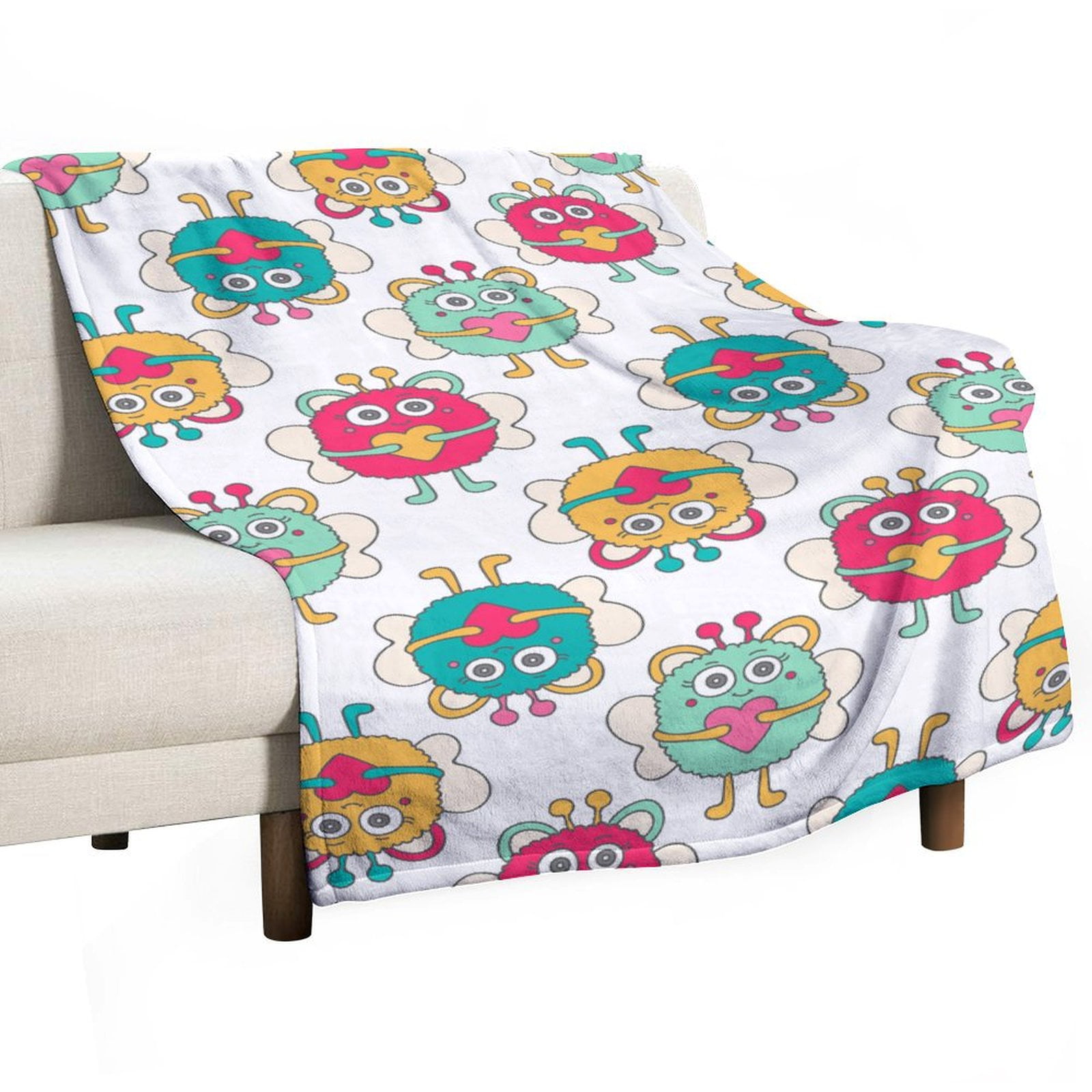 ANYWAY.GO Super Soft Flannel Cozy Blankets for Adults，Pattern Cute