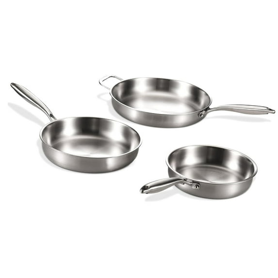 ANYWAY.GO Tri-Ply Steel Pan Set, Non-Stick and -Free Skillet Griddle ...