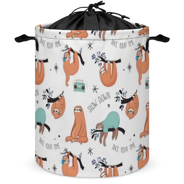 ANYWAY.GO Waterproof Foldable Laundry Hamper Cute Hand Drawn Sloths