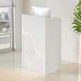 thumbnail image 1 of 31.5" Mobile Reception Desk, White Modern Front Counter with LED Light and Lockable Drawers, Compact Receptionist Desk for Salon, Spa, Office and Retail, 1 of 9