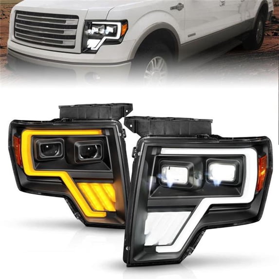ANZO 09-14 Ford F-150 Full LED Proj Headlights w/Initiation Feature - Black Fits select: 2009-2014 FORD F150