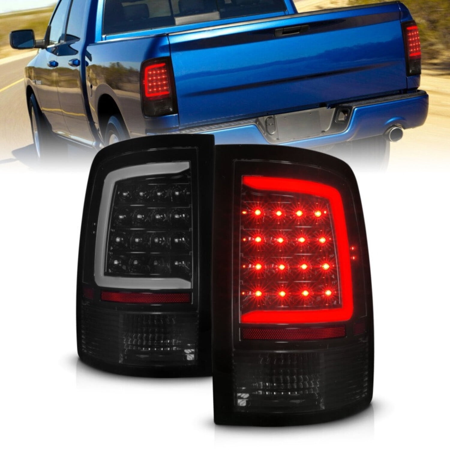 ANZO 09-18 Dodge Ram 1500 Full LED Tailights w/ Sequential Black