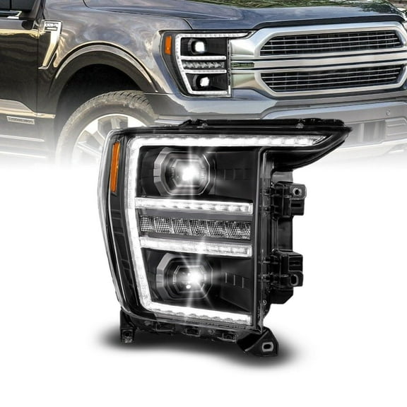 ANZO 111594-R - Passenger Side Black Light Tube Projector LED Headlight With DRL And Sequential Turn Signal