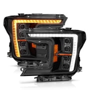 FORD F-150 18-20 Z-SERIES FULL LED PLANK PROJECTOR HEADLIGHTS BLACK W/ DRL SWITCH, INITIATION & SEQUENTIAL FACTORY HALOGEN MODEL ONLY