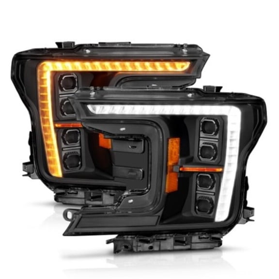 FORD F-150 18-20 Z-SERIES FULL LED PLANK PROJECTOR HEADLIGHTS BLACK W/ DRL SWITCH, INITIATION & SEQUENTIAL (FACTORY HALOGEN MODEL ONLY)