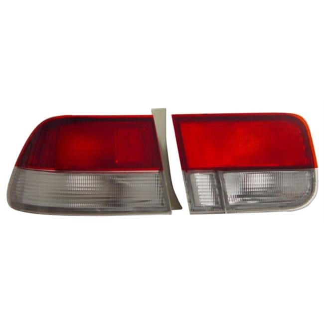 Anzo Red/Clear Tail Light Assembly For 1996-2000 Honda Civic 2-Door – Left And Right Pair – DOT Certified