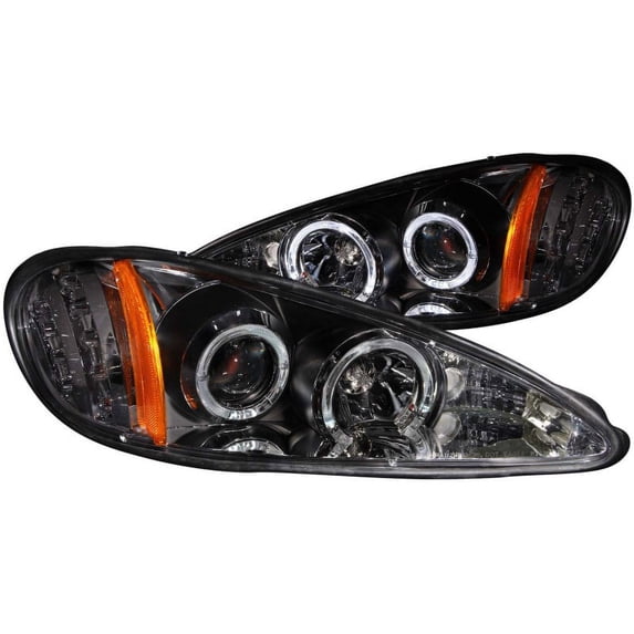 ANZO 1999-2005 Pontiac Grand Am Projector Headlights w/ Halo w/ LED Black