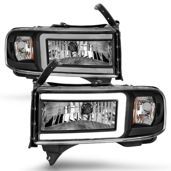ANZO 94-02 Dodge RAM Crystal Headlight - w/ Light Bar Black Housing Fits select: 1994-2002 DODGE RAM 1500, 1994-2002 DODGE RAM 2500