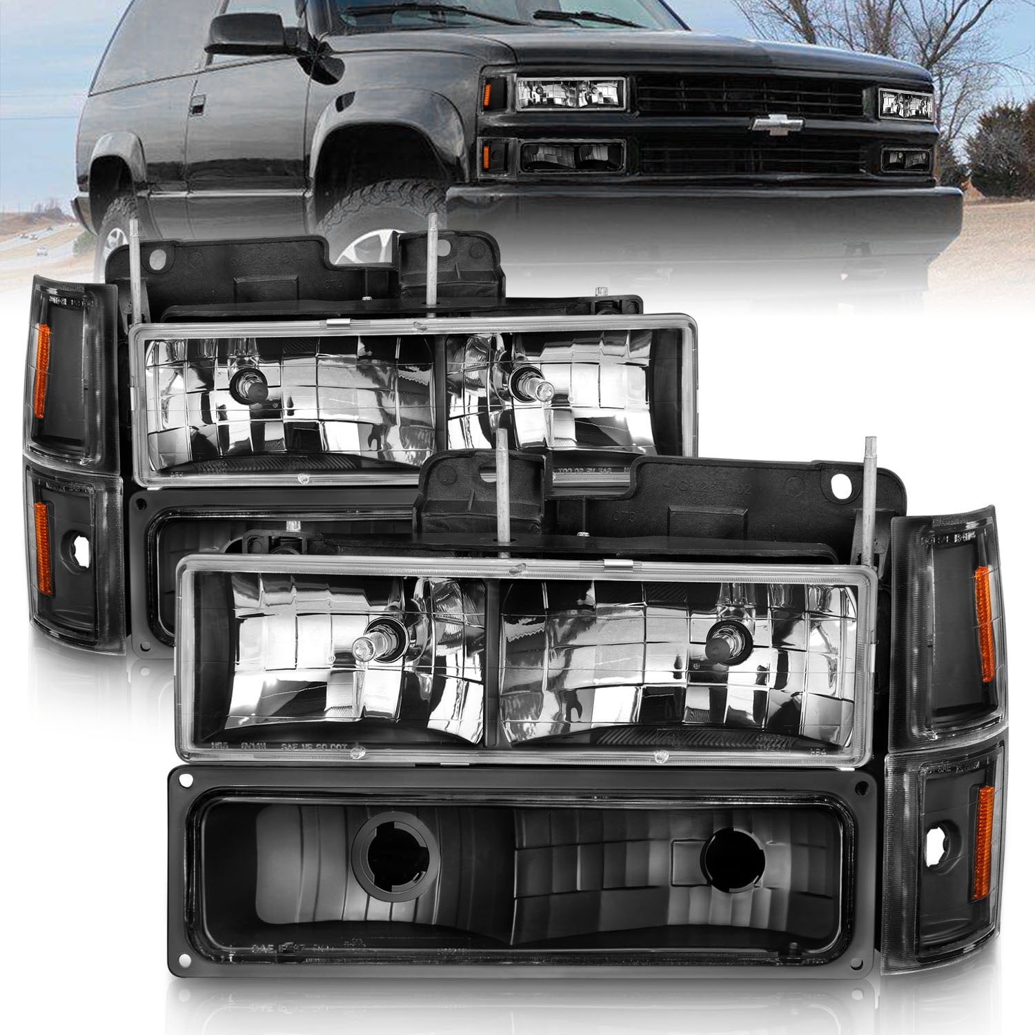 ANZO USA 111505 Crystal Headlight Fits select: 1988-2000 CHEVROLET GMT-400, 1995-2000 CHEVROLET TAHOE