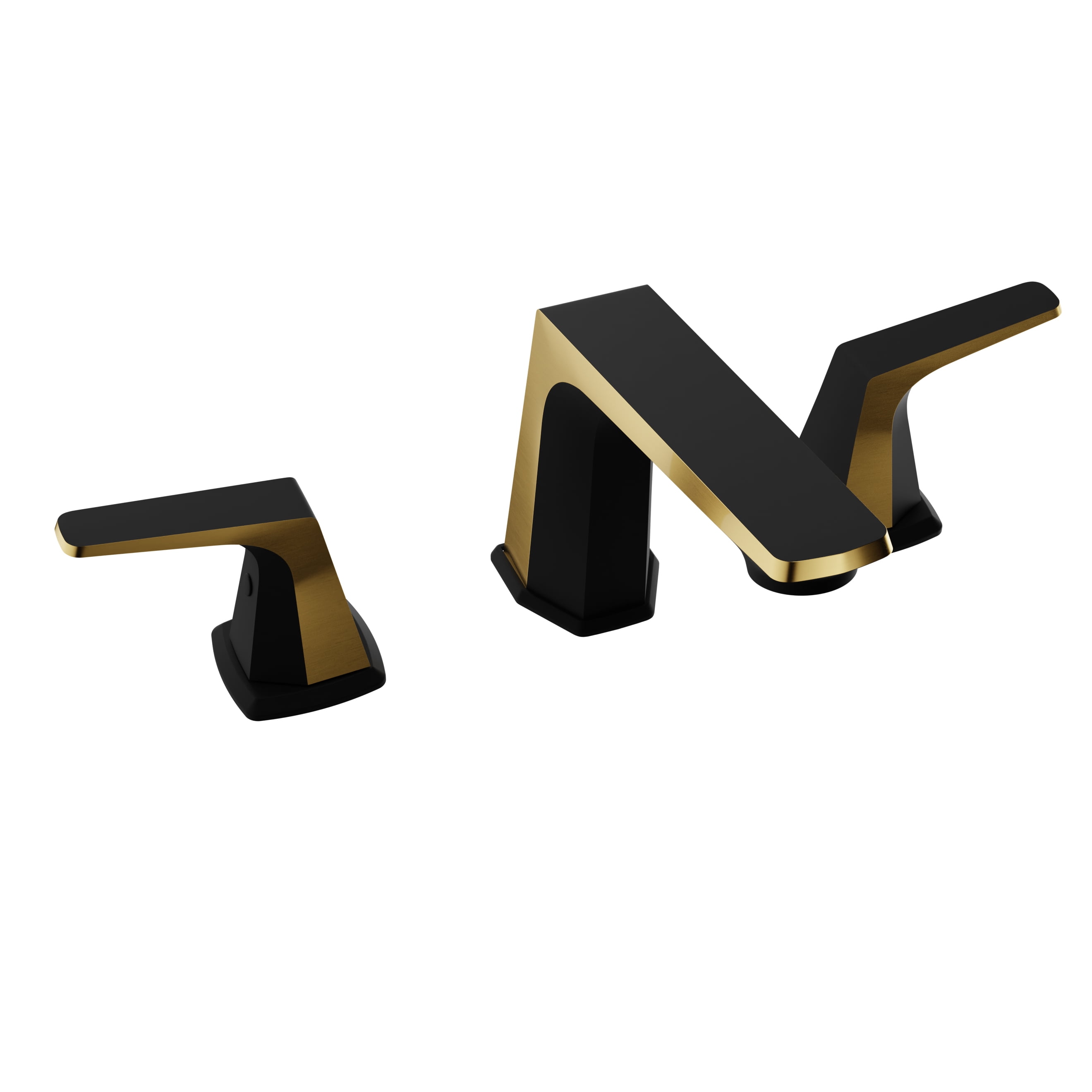 Matte Black and Brushed Gold Widespread Bathroom Faucet with Drain Assembly