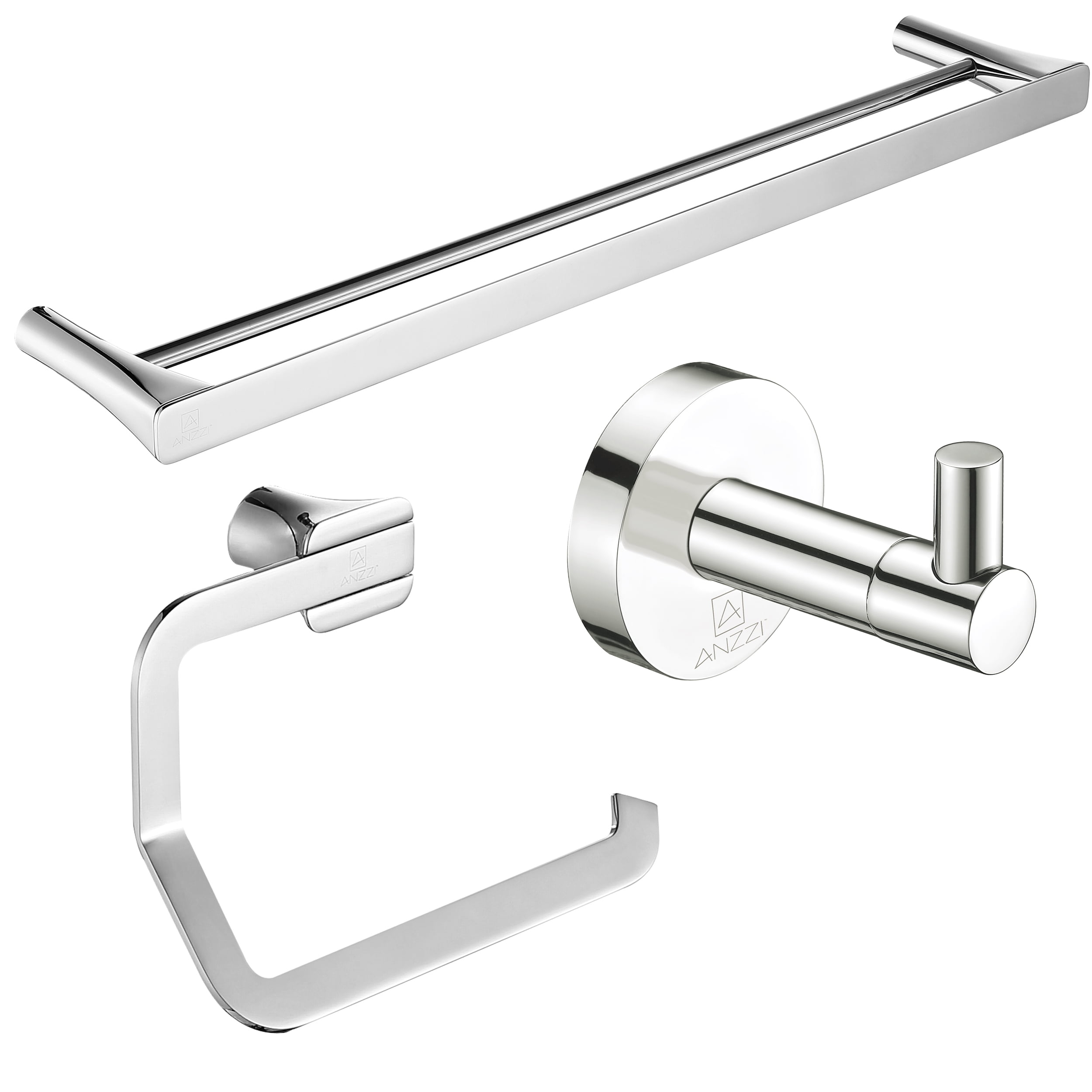 Chrome 3-Piece Wall Mounted Bathroom Accessory Set