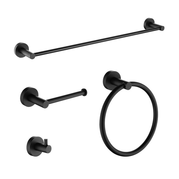 ANZZI 4-Piece Matte Black Bathroom Accessories Set