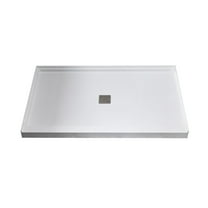 Alexander 60 in. L x 36 in. W Alcove Shower Pan Base with Center Drain in Glossy White Marine Acrylic