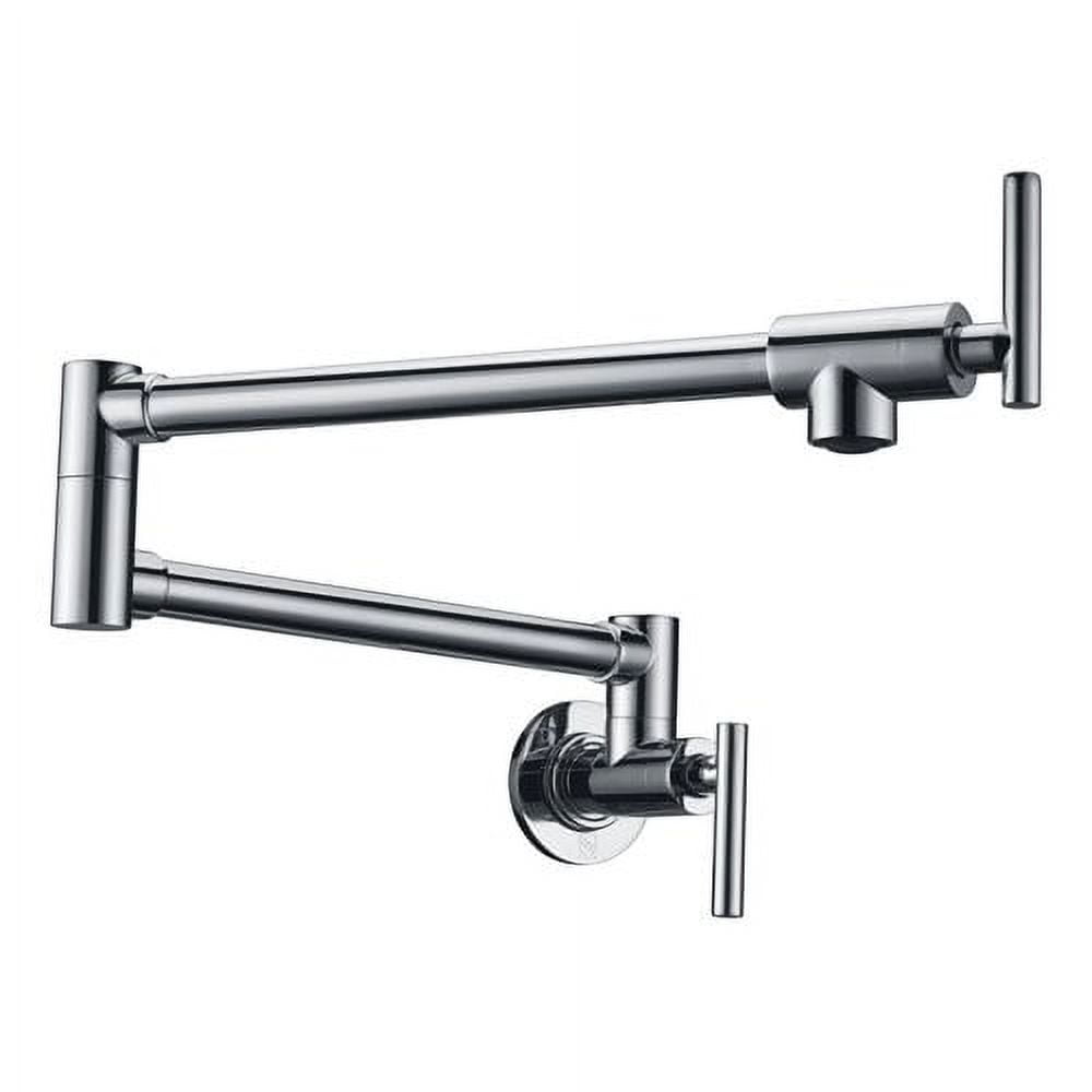 Polished Chrome Wall-Mounted Pot Filler with Dual Pivot