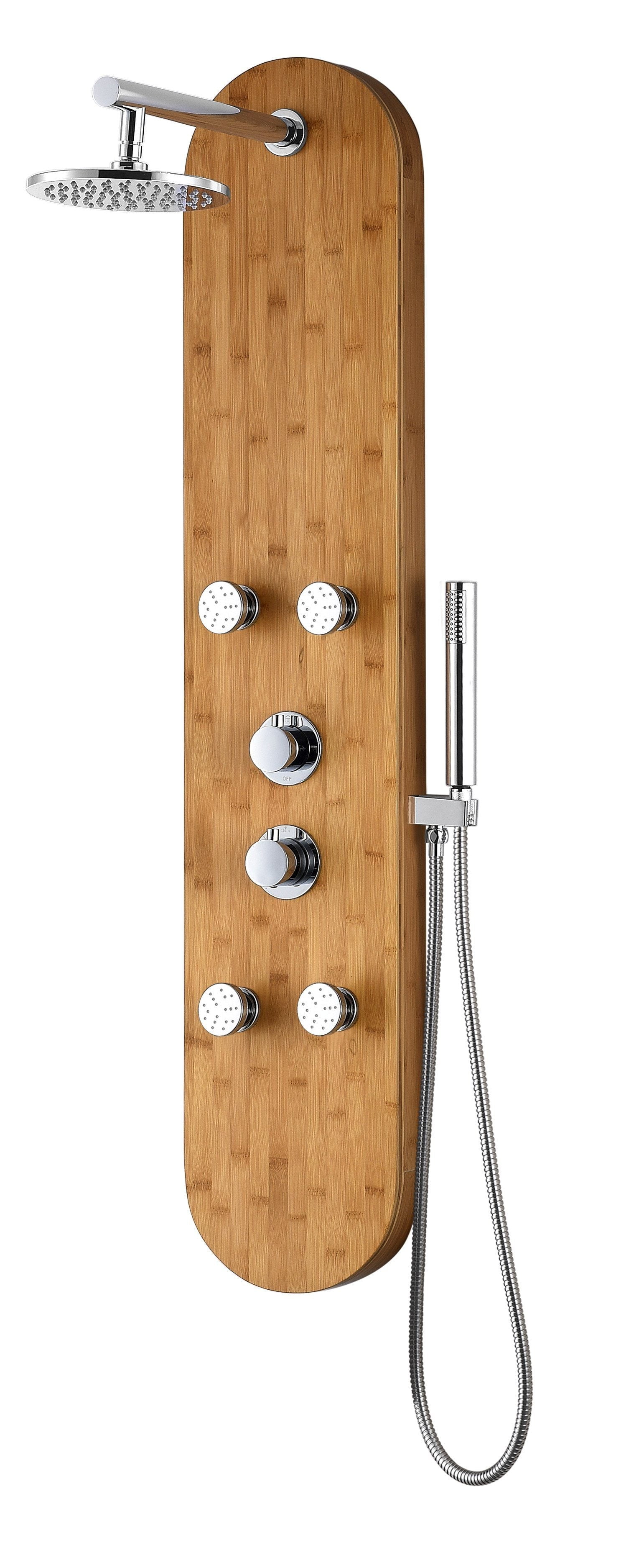 Natural Bamboo 52" Shower Panel with Rain Shower and Spray Wand