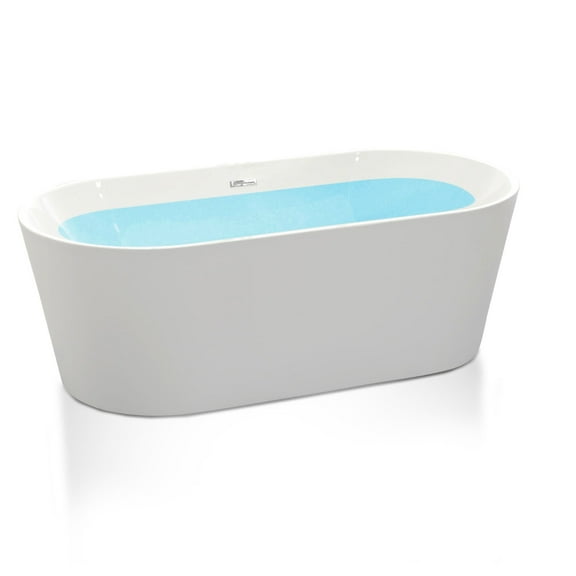 ANZZI  Chand Series 5.58 ft. Freestanding Bathtub in White