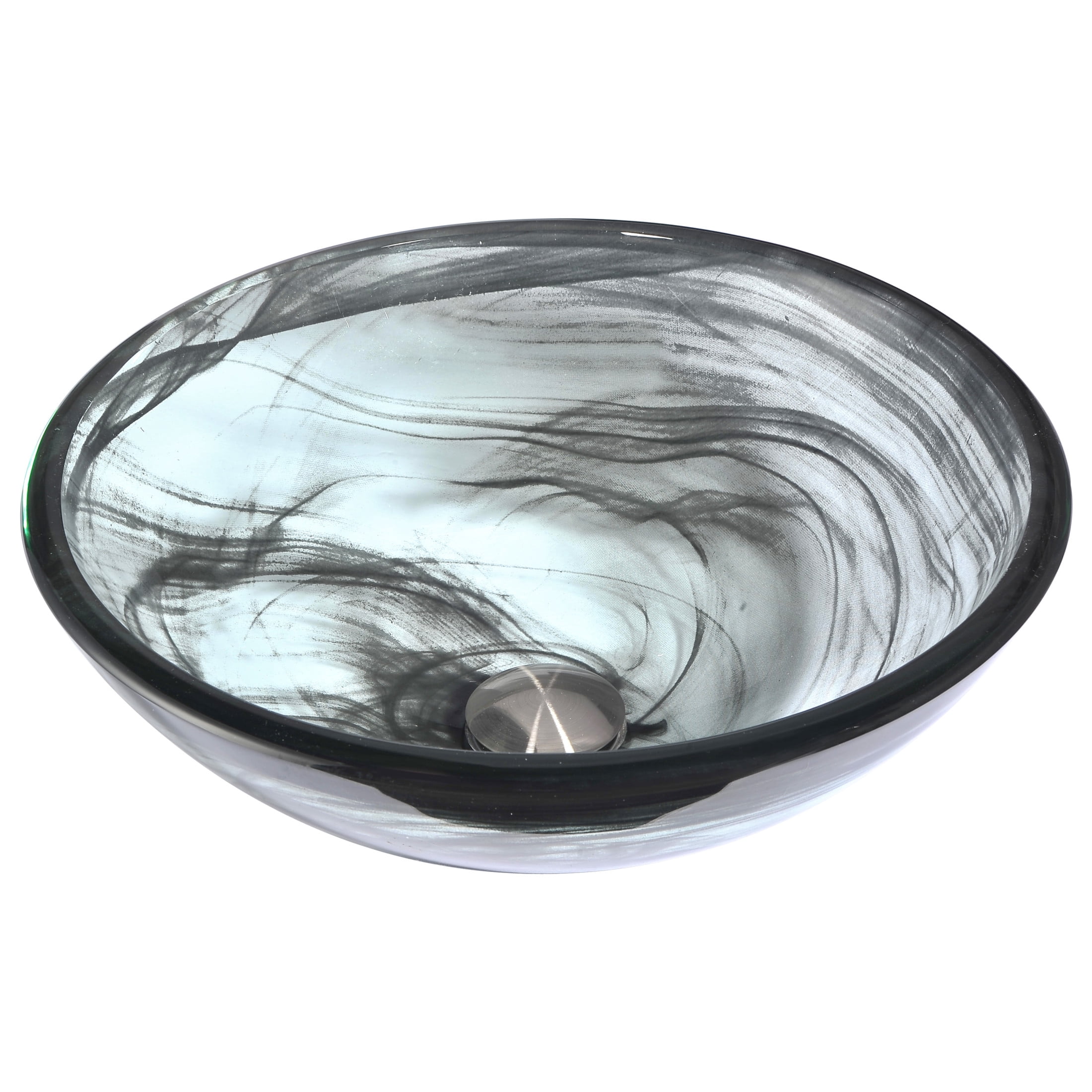 ANZZI Deco Glass Vessel Sink Mezzo Series, Art Glass Basin 5.87 in. Emerald Wisp