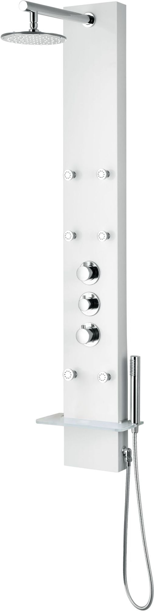 Donna 60'' White Aluminum Shower Panel with Adjustable Head