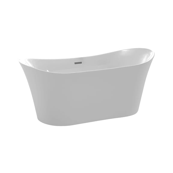 Eft Series 67 in. x 31 in. Flat Bottom Acrylic Freestanding 56 Gallon Soaking Bathtub with Center Drain in Glossy White
