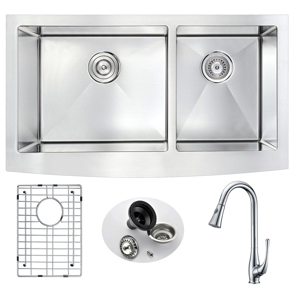 Elysian 33'' Stainless Steel Farmhouse Double Bowl Kitchen Sink