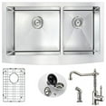 thumbnail image 1 of ANZZI  Elysian 36" Farmhouse Double Bowl Kitchen Sink with Chrome Locke Faucet, 1 of 5