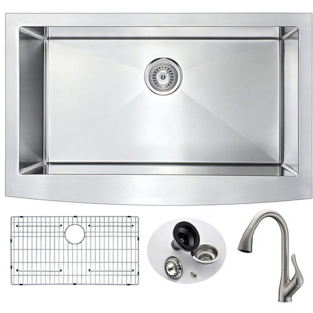 Elysian 36'' Stainless Steel Farmhouse Kitchen Sink with Brushed Nickel Faucet
